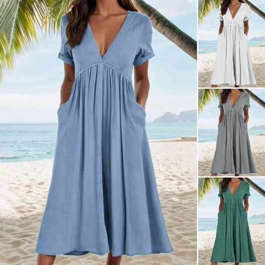🔥HOT SALE 49% OFF💝Cotton linen swing waist dress