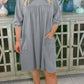 Acid Washed flowy casual dress with large pockets