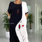 Lovely Black White Abstract Face Print Loose Maxi Dress