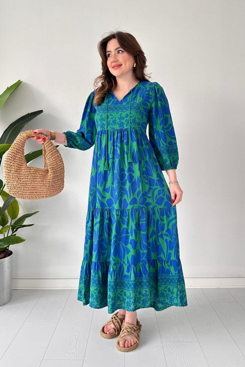Blue & green floral dress