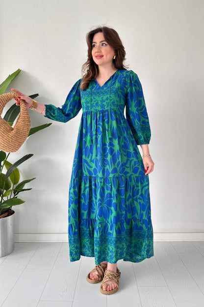 Blue & green floral dress