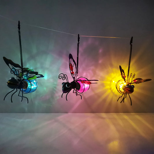 🐝🐝Solar Iron Insect Statue With LED Fairy Light