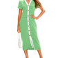 🔥2024 Summer Hot🔥Women's Striped Button Ribbed Knit Dresses