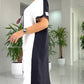 Lovely Black White Abstract Face Print Loose Maxi Dress