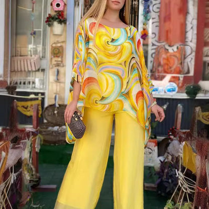 🔥Women's Summer Colorful Cool Chiffon 2 Piece Set